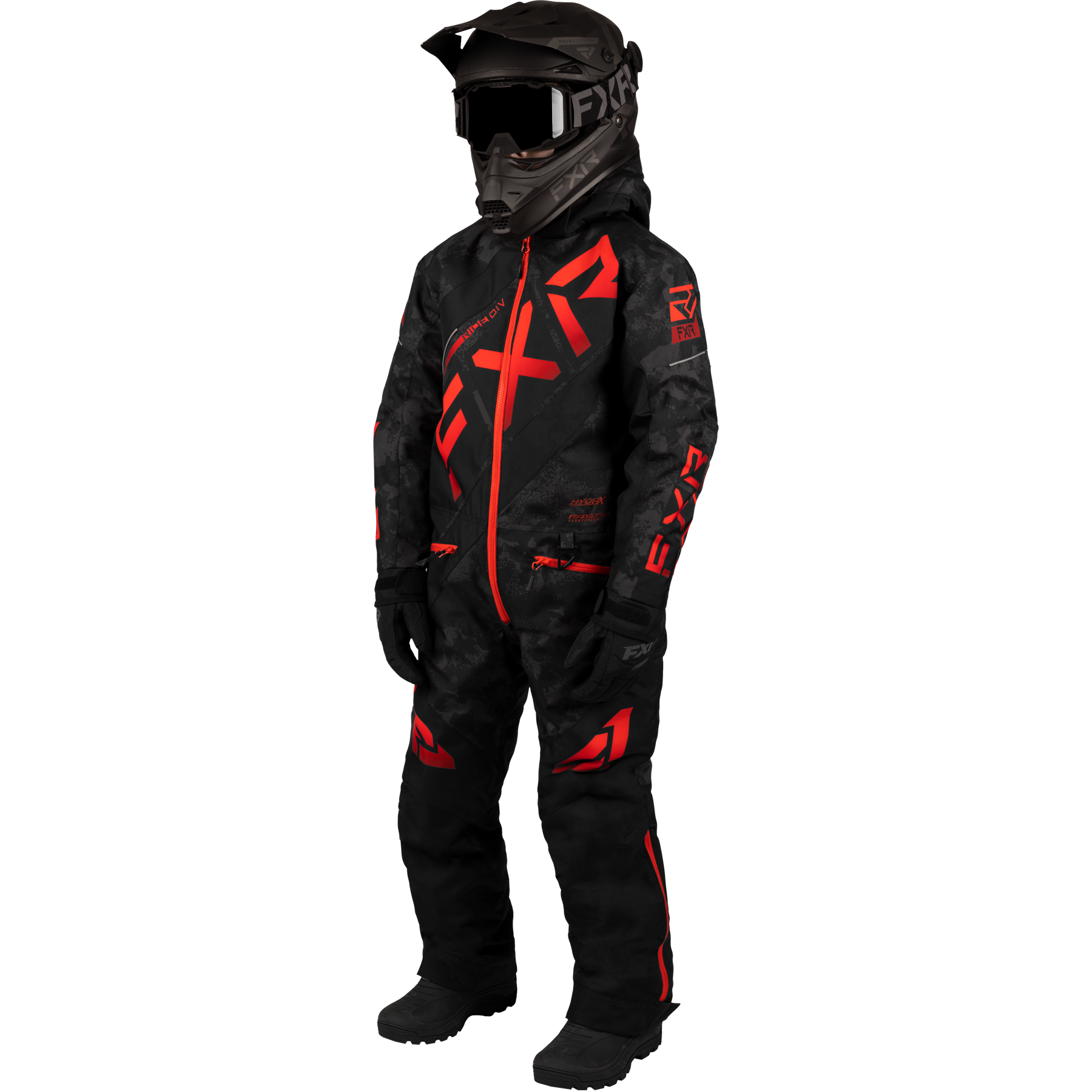 Onepiece FXR Child/Youth CX, Black Camo/Red Fade