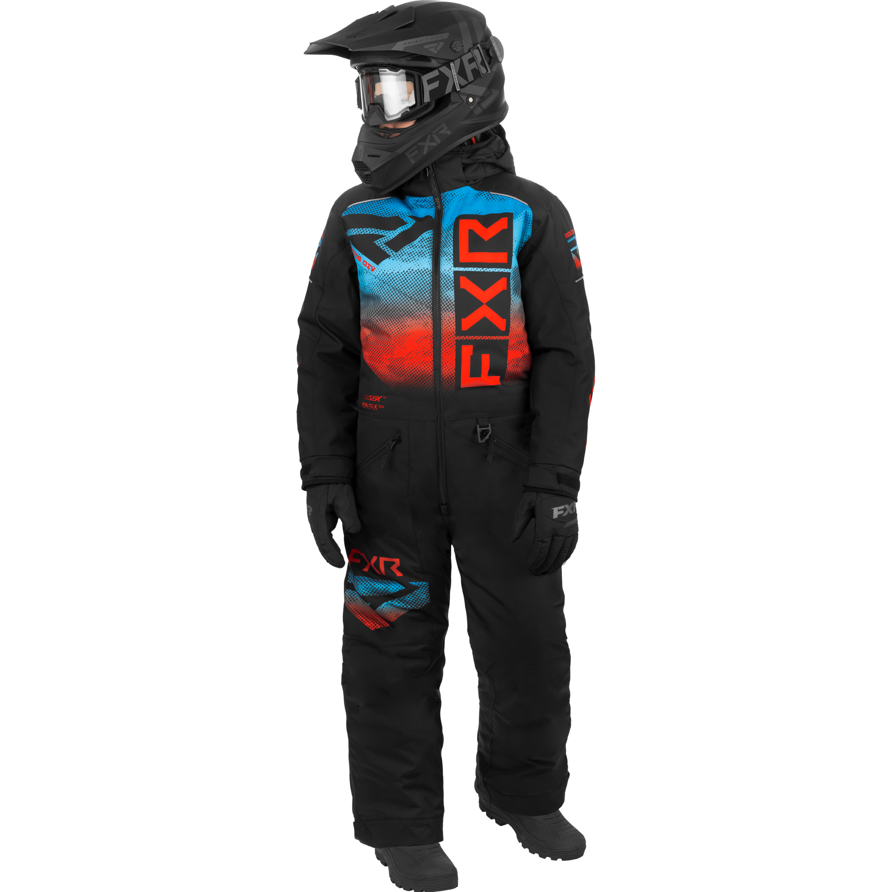 Onepiece FXR Child/Youth Helium, Black/Blue-Red Haze