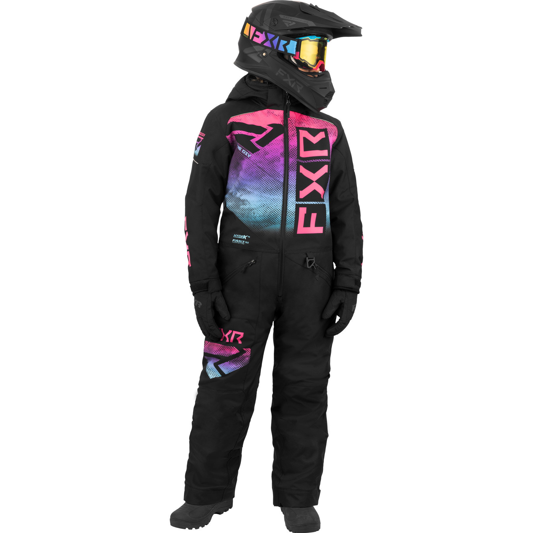 Onepiece FXR Child/Youth Helium, Black/Sky-Epink Haze