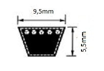 Kilremmar måttabell 3/8" Extra Förstärkt