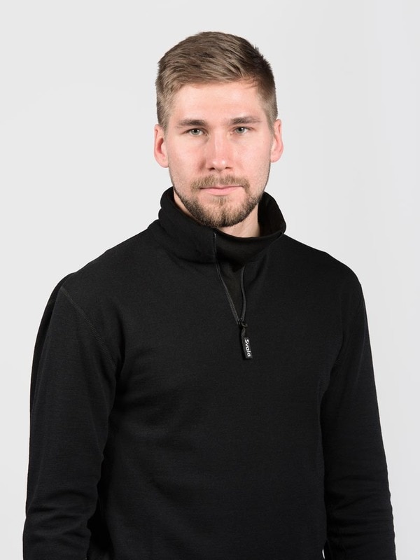 Underställströja Svala Merino Zip-Neck, Svart