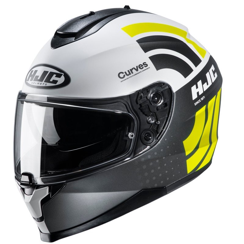 Hjälm HJC C70 Curves, White/Grey/Fluo Yellow