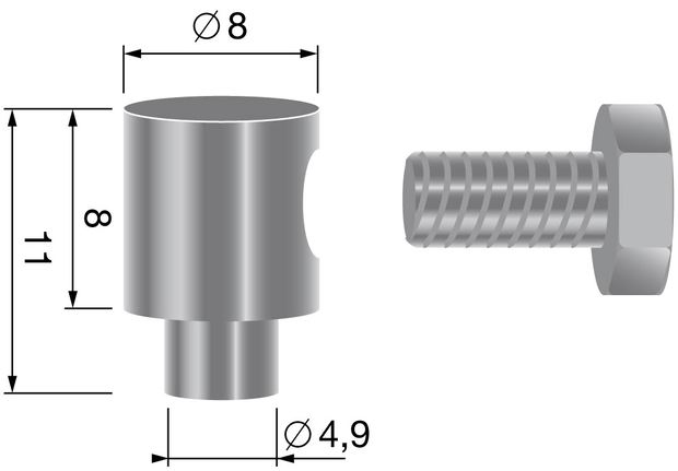 Skruvnippel för 2.5mm wire