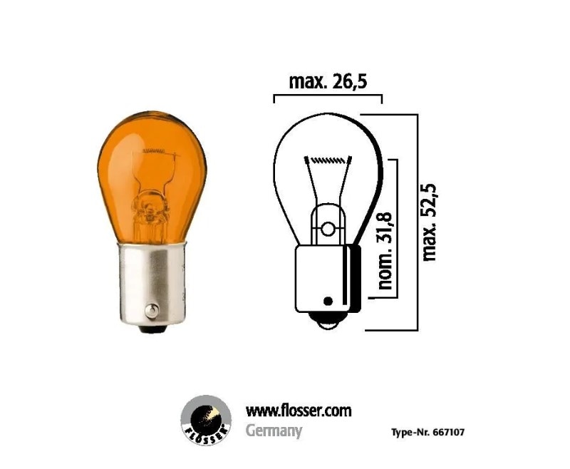 Glödlampa 12V 21W BA15S AMB