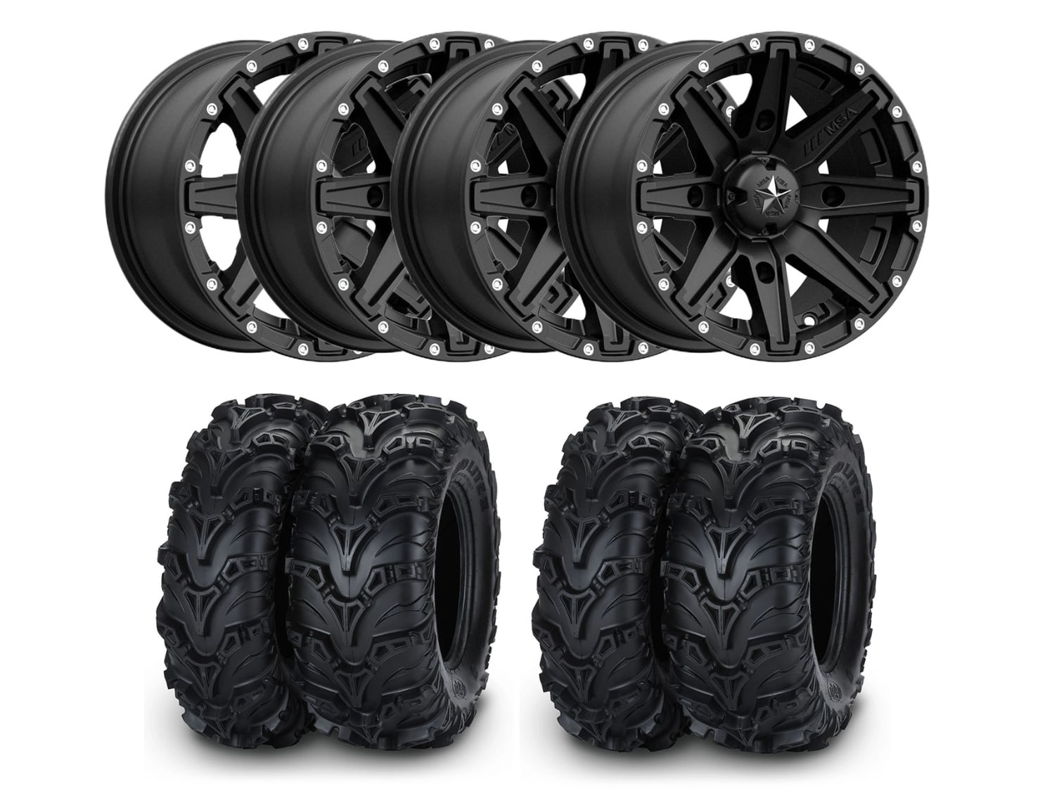 ATV-Däckpaket Honda/Kawasaki/Suzuki/Yamaha 4x4 28" Däck/14" Fälg – ITP Mud Lite II/MSA M33