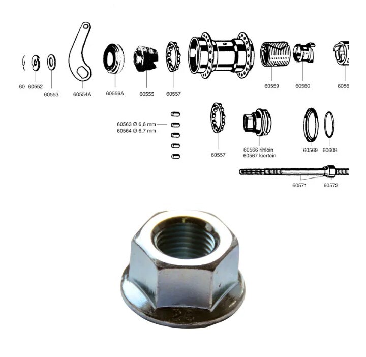 Axelmutter FAVORIT 3/8"