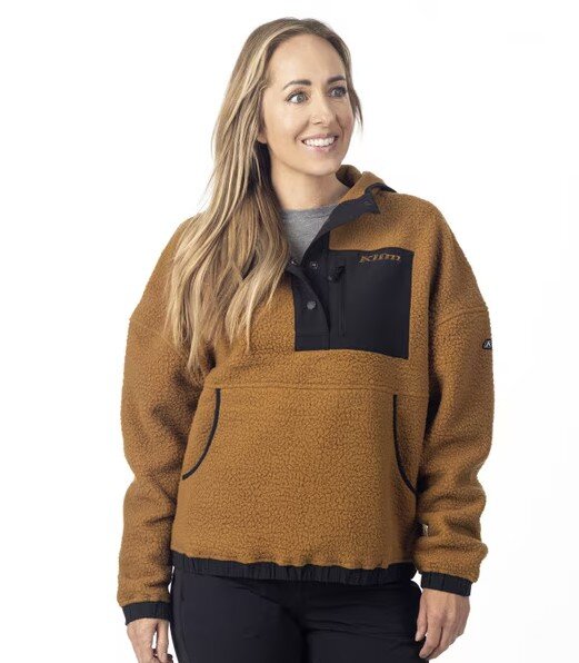 Fleecejacka Klim W´s Sira High Pile Hoodie, Saddle Brown - Black