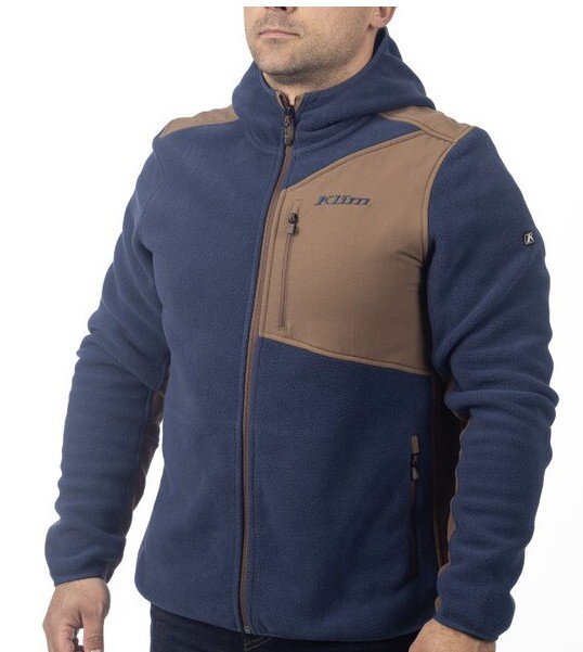 Fleecehoodie Klim Teton Crest, Insignia Blue - Cocoa Brown